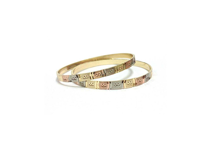 Tri Tone Plated | Diamond Cut Bangles